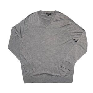 Brooks Brothers Sweater Mens 2XL Gray 100% Merino Wool BrooksTech V Neck